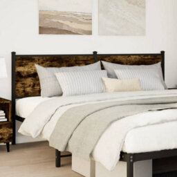 Berkfield Headboard Smoked Oak 160 Cm Engineered Wood And Steel - thumbnail 2