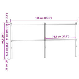 Berkfield Headboard Smoked Oak 160 Cm Engineered Wood And Steel - thumbnail 7