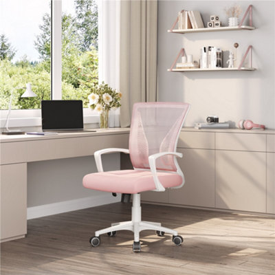 Yaheetech Height-Adjustable Mesh Office Chair With 360-Degree Rolling Casters - Pink - image 1
