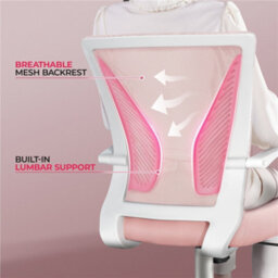 Yaheetech Height-Adjustable Mesh Office Chair With 360-Degree Rolling Casters - Pink - thumbnail 8