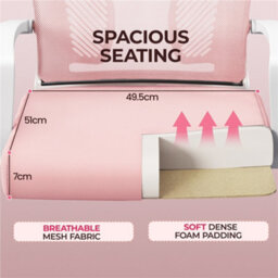 Yaheetech Height-Adjustable Mesh Office Chair With 360-Degree Rolling Casters - Pink - thumbnail 5