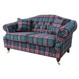 Chesterfield 2 Seater Threshfield Jade Check Wool Sofa Custom Made In Victoria Style - thumbnail 5