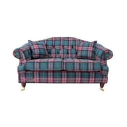 Chesterfield 2 Seater Threshfield Jade Check Wool Sofa Custom Made In Victoria Style