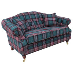 Chesterfield 2 Seater Threshfield Jade Check Wool Sofa Custom Made In Victoria Style - thumbnail 3