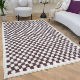 The Rugs Moodi Shaggy Purple Mosscheck Rug Runner Tartan Thick High Pile For Living Rooms, Bedrooms, Hallways, Kitchens - thumbnail 7