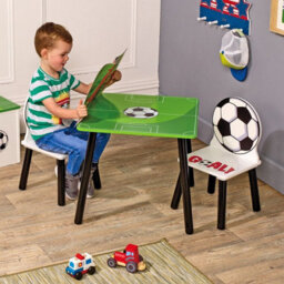 Urbn-Living Urbnliving 53Cm Height Kids Wooden Table & 2 Chairs Football Themed Toddlers Junior Play Desk Set