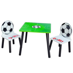 Urbn-Living Urbnliving 53Cm Height Kids Wooden Table & 2 Chairs Football Themed Toddlers Junior Play Desk Set - thumbnail 2