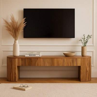 Artisan Furniture Solid Wood Soba Straight Media Unit, Beige - image 1