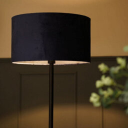Valuelights Charles Black Floor Lamp With Navy Velvet Shade - thumbnail 3