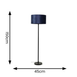 Valuelights Charles Black Floor Lamp With Navy Velvet Shade - thumbnail 4
