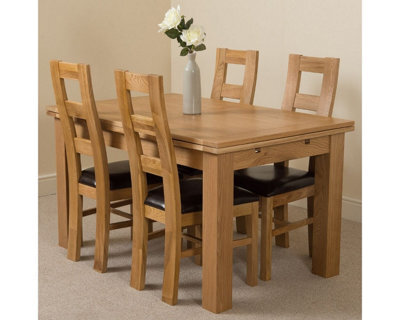 That's Furniture Richmond 140Cm - 220Cm Oak Extending Dining Table And 4 Chairs Dining Set With Yale Chairs - image 1