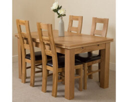 That's Furniture Richmond 140Cm - 220Cm Oak Extending Dining Table And 4 Chairs Dining Set With Yale Chairs - thumbnail 1