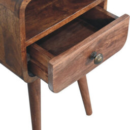 Artisan Furniture Solid Wood Mini Honey Caramel Curved Bedside With Open Slot And A Drawer - thumbnail 5
