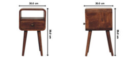 Artisan Furniture Solid Wood Mini Honey Caramel Curved Bedside With Open Slot And A Drawer - thumbnail 8