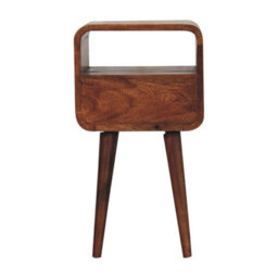 Artisan Furniture Solid Wood Mini Honey Caramel Curved Bedside With Open Slot And A Drawer - thumbnail 7