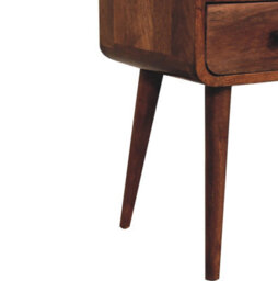 Artisan Furniture Solid Wood Mini Honey Caramel Curved Bedside With Open Slot And A Drawer - thumbnail 6
