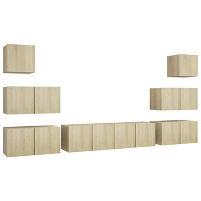 Berkfield Modern 8 Piece Tv Cabinet Set Sonoma Oak Engineered Wood - image 1