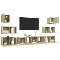 Berkfield Modern 8 Piece Tv Cabinet Set Sonoma Oak Engineered Wood - thumbnail 3