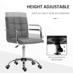Vinsetto Mid Back Office Chair, Swivel Computer Chair With Armrests, Grey - thumbnail 4