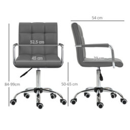 Vinsetto Mid Back Office Chair, Swivel Computer Chair With Armrests, Grey - thumbnail 3