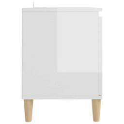Berkfield Tv Cabinet & Solid Wood Legs High Gloss White 103.5X35X50 Cm - thumbnail 6