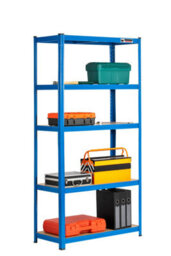 Rhino Racking 4 Bays - 180 X 90 X 40Cm - Blue - 5 Tier Boltless Heavy Duty Garage Shelving Unit - 1000Kg Load Weight - thumbnail 5