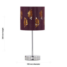 First Choice Lighting Chrome Touch Operated Table Lamp With Burgundy Fern Shade - thumbnail 6