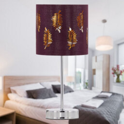 First Choice Lighting Chrome Touch Operated Table Lamp With Burgundy Fern Shade - thumbnail 3