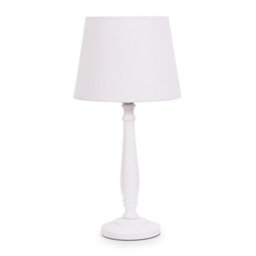 Valuelights Victoria Traditional White Wood Candlestick Table Lamp With White Tapered Shade - Led Bulb Included - thumbnail 2