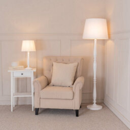 Valuelights Victoria Traditional White Wood Candlestick Table Lamp With White Tapered Shade - Led Bulb Included - thumbnail 4