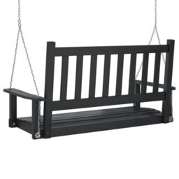 Walplus Garden Swing Bench With Metal Chains Black Solid Wood Fir - thumbnail 6