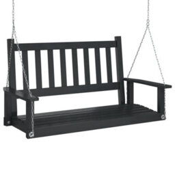 Walplus Garden Swing Bench With Metal Chains Black Solid Wood Fir - thumbnail 2