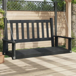 Walplus Garden Swing Bench With Metal Chains Black Solid Wood Fir - thumbnail 1