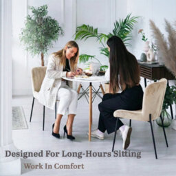 Evre Cream Freddie Dining Chairs Set Of 2, Upholstered, Corduroy, Stain-Resistant, Metal Frame, Non-Marking Foot Caps - 9 Colours - thumbnail 9