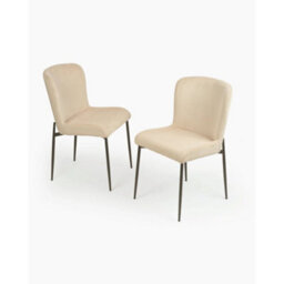 Evre Cream Freddie Dining Chairs Set Of 2, Upholstered, Corduroy, Stain-Resistant, Metal Frame, Non-Marking Foot Caps - 9 Colours - thumbnail 1