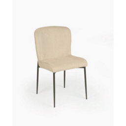 Evre Cream Freddie Dining Chairs Set Of 2, Upholstered, Corduroy, Stain-Resistant, Metal Frame, Non-Marking Foot Caps - 9 Colours - thumbnail 4