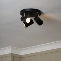 Litecraft Trisha Black 3 Light Bathroom Ceiling Spotlight Plate
