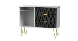 Dallas 3 Drawer Tv Unit In Deep Black & White (Ready Assembled) - thumbnail 3
