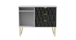 Dallas 3 Drawer Tv Unit In Deep Black & White (Ready Assembled)