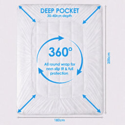 MHG Living Terry Towelling Waterproof Mattress Protector - Hypoallergenic 100% Polyester, Deep Fitted 30Cm Pocket - thumbnail 4