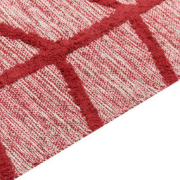 Wyld And Coco Red Cotton Area Rug 160 X 230 Cm - Hand-Tufted Geometric Low Pile For Living Room And Dining - thumbnail 5