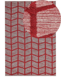 Wyld And Coco Red Cotton Area Rug 160 X 230 Cm - Hand-Tufted Geometric Low Pile For Living Room And Dining - thumbnail 3