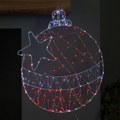 Samuel Alexander 52Cm X 42Cm Light Up Christmas Ball Dewdrop Silhouette With Twinkling Red And White Leds - image 1
