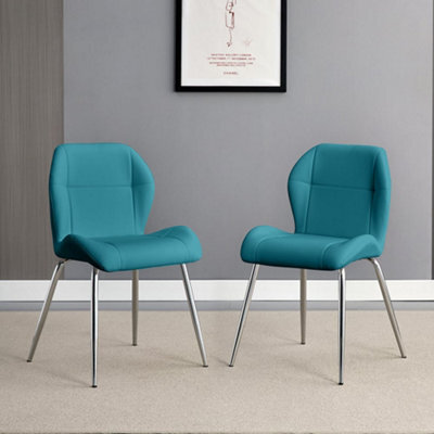 Furniture in Fashion Darcy Teal Faux Leather Dining Chairs In A Pair
