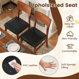 Costway Wooden Dining Chair Set Of 2 Farmhouse Side Chair W/ Faux Leather Seat - thumbnail 8