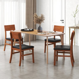 Costway Wooden Dining Chair Set Of 2 Farmhouse Side Chair W/ Faux Leather Seat - thumbnail 5