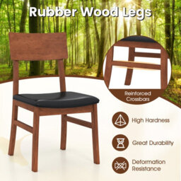 Costway Wooden Dining Chair Set Of 2 Farmhouse Side Chair W/ Faux Leather Seat - thumbnail 7