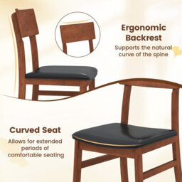 Costway Wooden Dining Chair Set Of 2 Farmhouse Side Chair W/ Faux Leather Seat - thumbnail 6