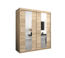 Arte Stylish Oak Sonoma Pole Sliding Door Wardrobe W1800mm H2000mm D620mm Mirrored Elegant Storage Solution - thumbnail 1