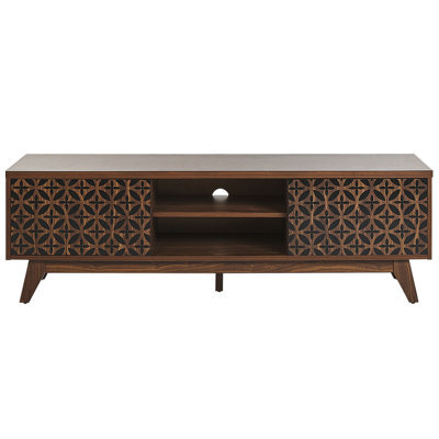 Beliani Sablon Wide Tv Stand Dark Brown - Retro Entertainment Unit With Cable Management And Concealed Storage - image 1